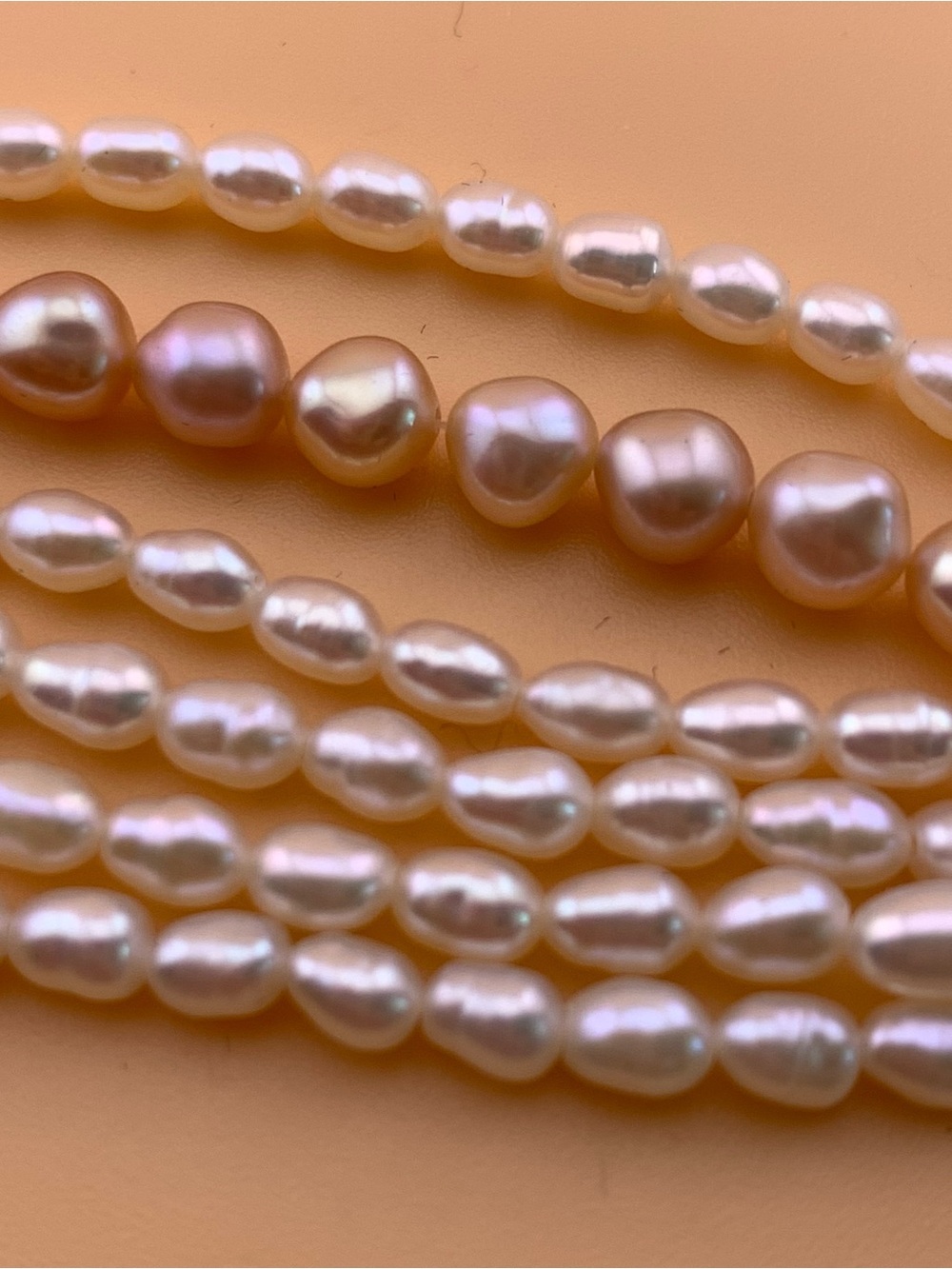 Vintage Multi-Strand 30” Freshwater Rice Potato Pearl Necklace 14k GF Clasp